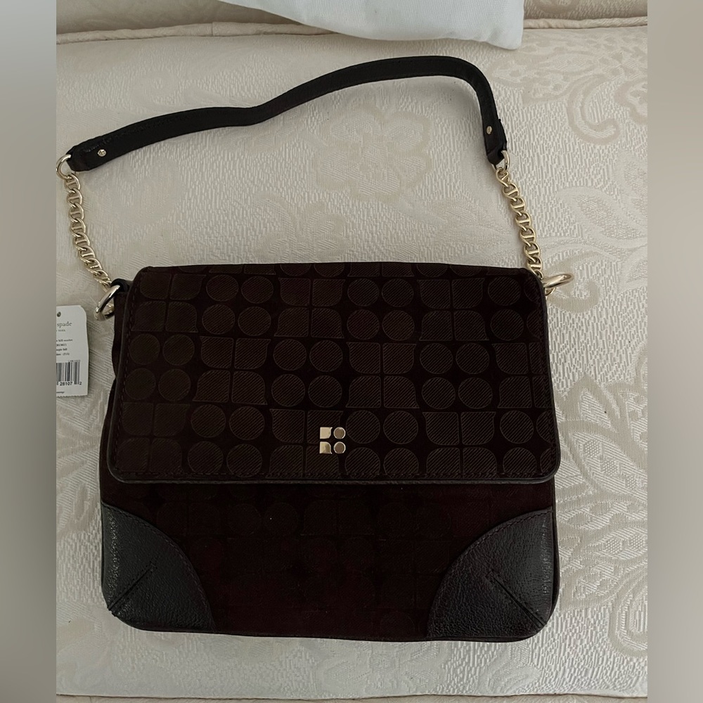 Kate Spade Carnegie Hill Scarlet Chocolate suede and leather trim. NWT